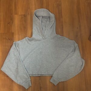 ALO Yoga Light Gray Cropped Oversized Hoodie